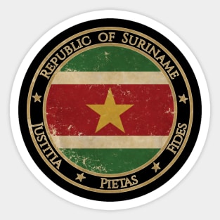 Vintage Republic of Suriname USA South America United States Flag Sticker